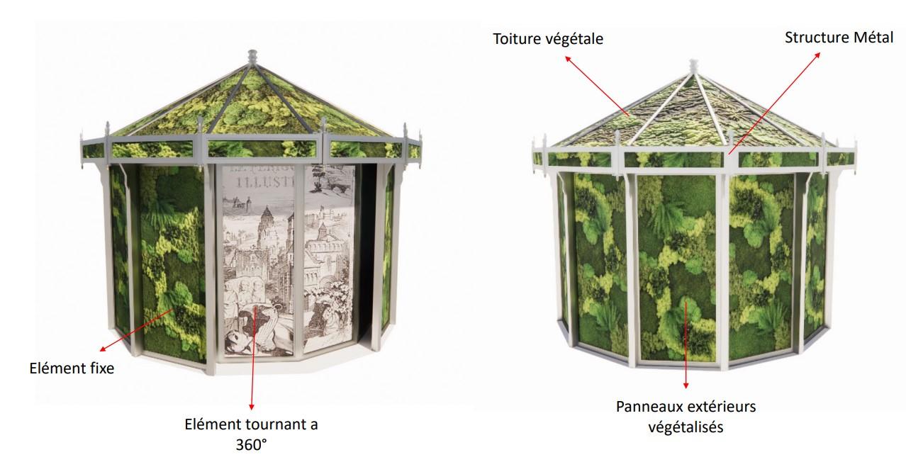 Recherche de concept : pavillon végétalisé pour un dispositif scénographique