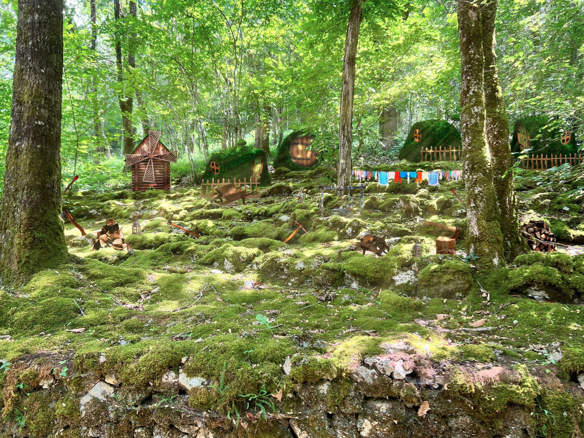 Recherche de concept : village imaginaire intégré à un paysage boisé